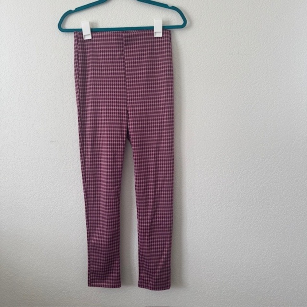 Shelby Rose Women Size S Pink Plaid High‎ Rise Skinny Pants